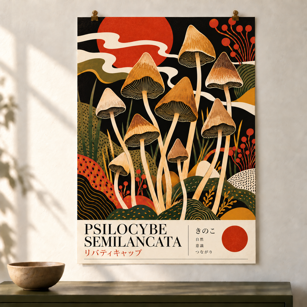 Liberty Cap poster — illustrative styled-room mock-up; accessories not included