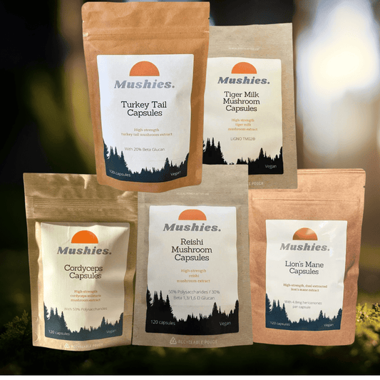 Capsules Bundle - Cordyceps, Lion's Mane, Turkey Tail, Reishi & Tiger Milk
