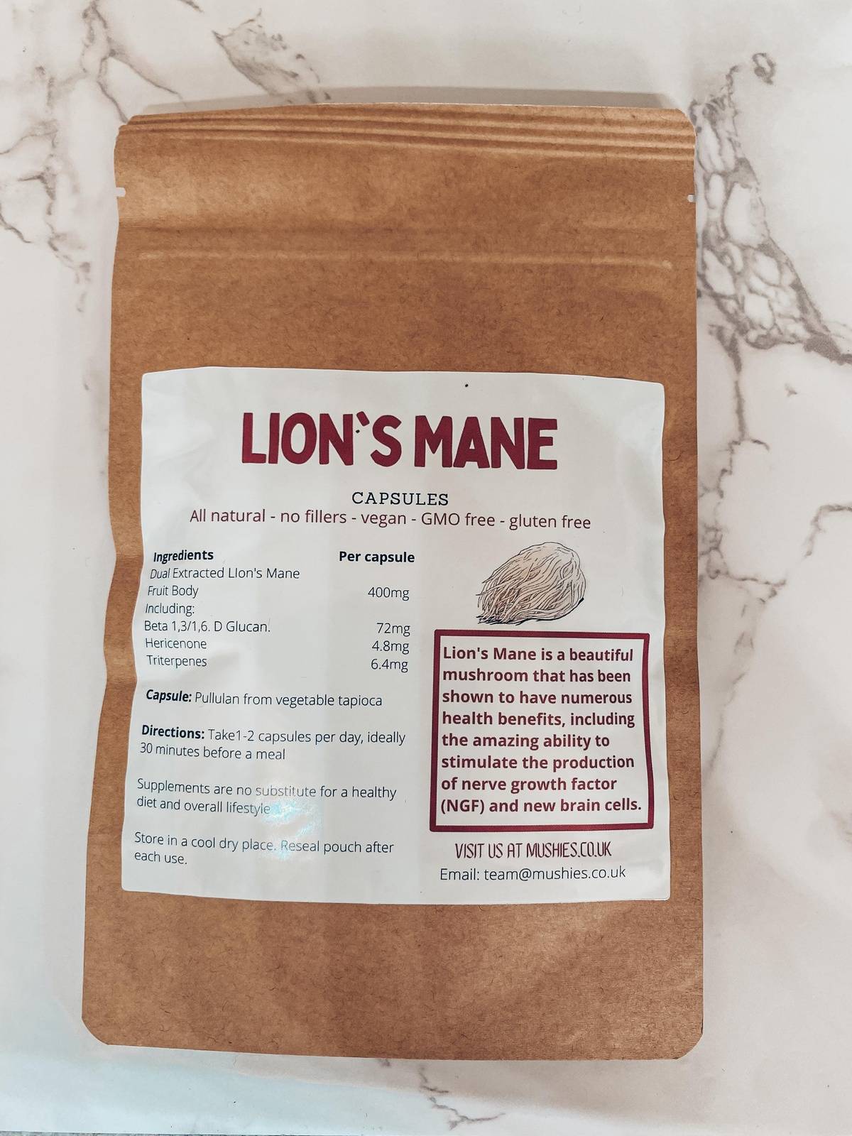 thumbnail image 2 of Health Wize Organic Lions Mane Mushroom Extract - 100 Capsules, 8000mg 10:1 2 of 2